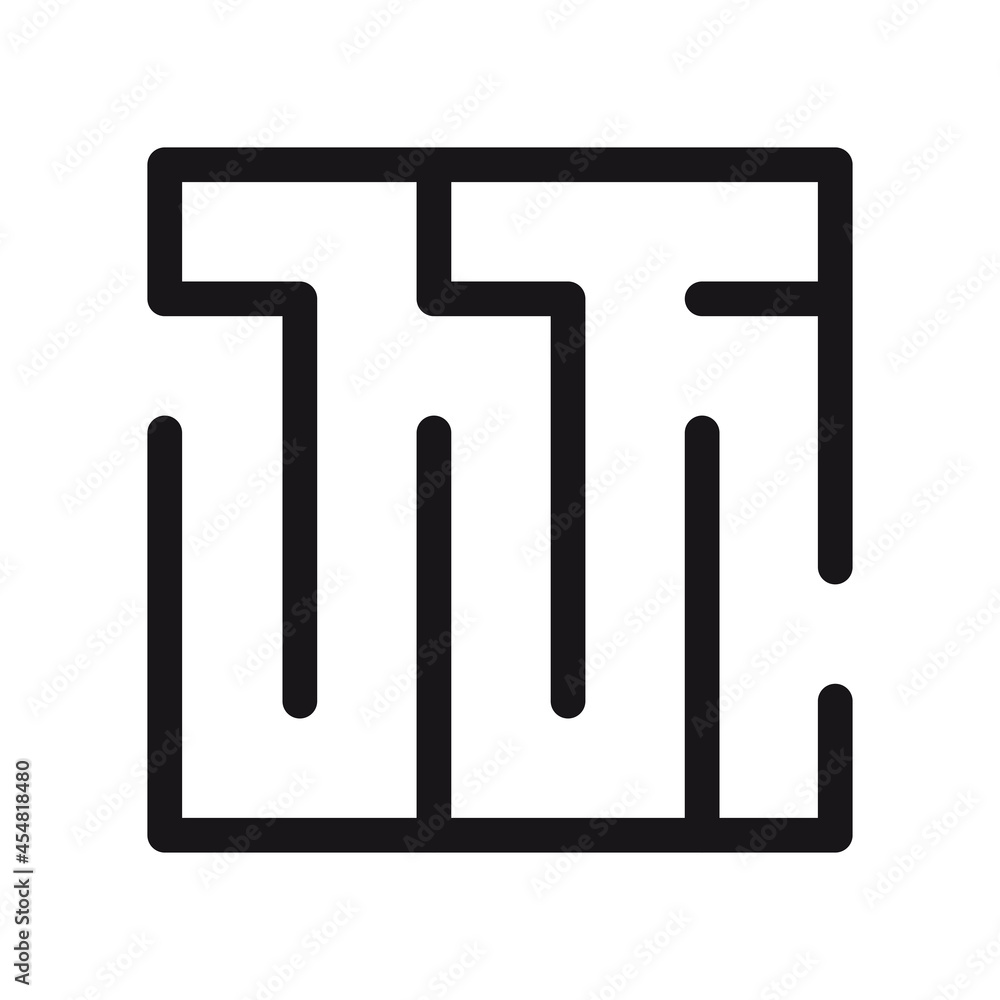 Abstract maze. Find right way. Isolated simple square maze black line on white background. Vector illustration. Abstract maze. Find right way. Isolated simple square maze black line on white background. Vector illustration.