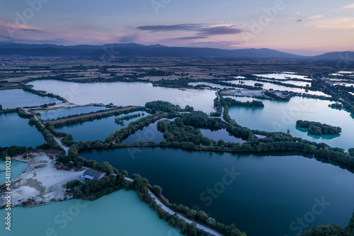 Panoramic landscape in the Laguna de Antela at sunset