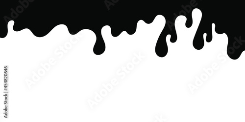 Drip of oil, sauce or paint isolated on white background. Black slime drips over a white background.