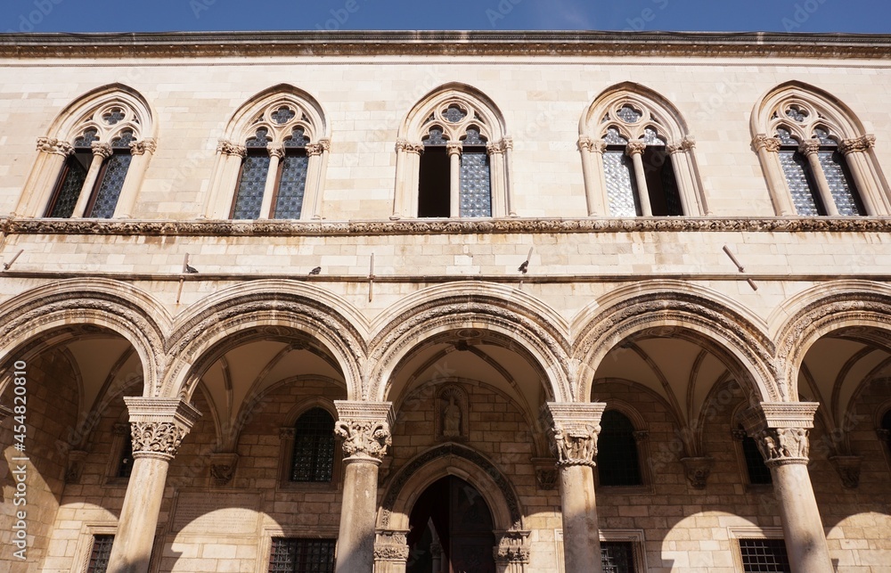 Beautiful facade of a building in the old town of Dubrovnik