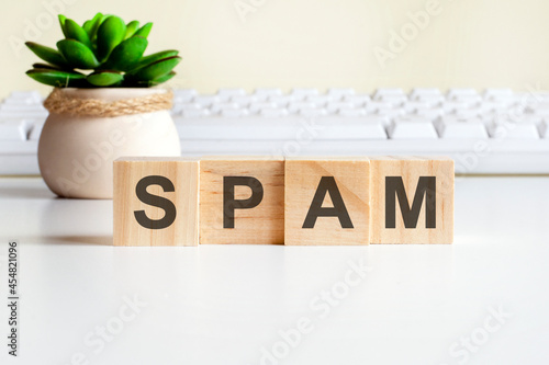 SPAM word made with wooden blocks, concept