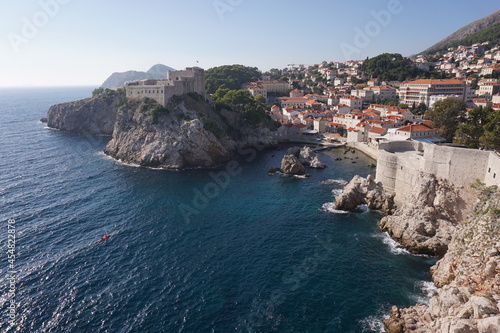 Spectacular view from Dubrovnik's city walls onto the adriatic sea