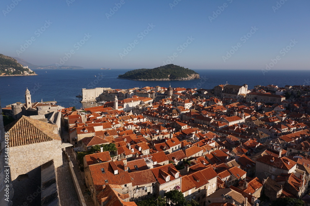 View from Dubrovnik's city walls onto the old town