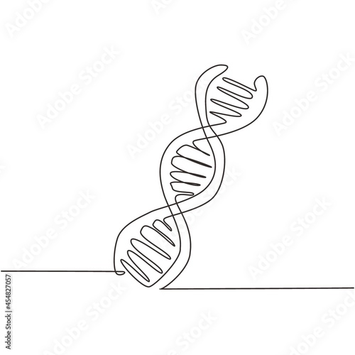 Single one line drawing helix or DNA. Low poly wireframe style. Concept for biotech, science, medicine. Technology and innovation in genetic engineering. Continuous line draw design graphic vector