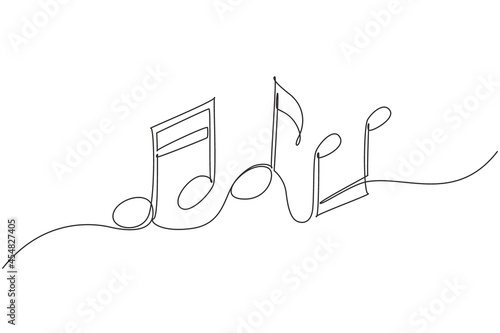 Single one line drawing sheet music icon in trendy flat style isolated on background. Musical symbol in one linear minimalist style. Trendy abstract wave melody. Continuous line draw design graphic