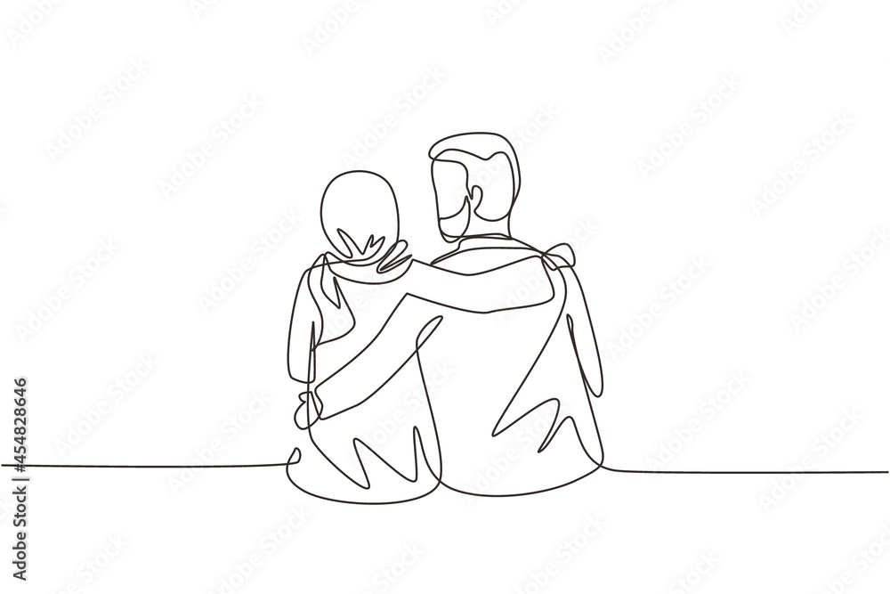 Single one line drawing Arabian man carrying and embracing woman