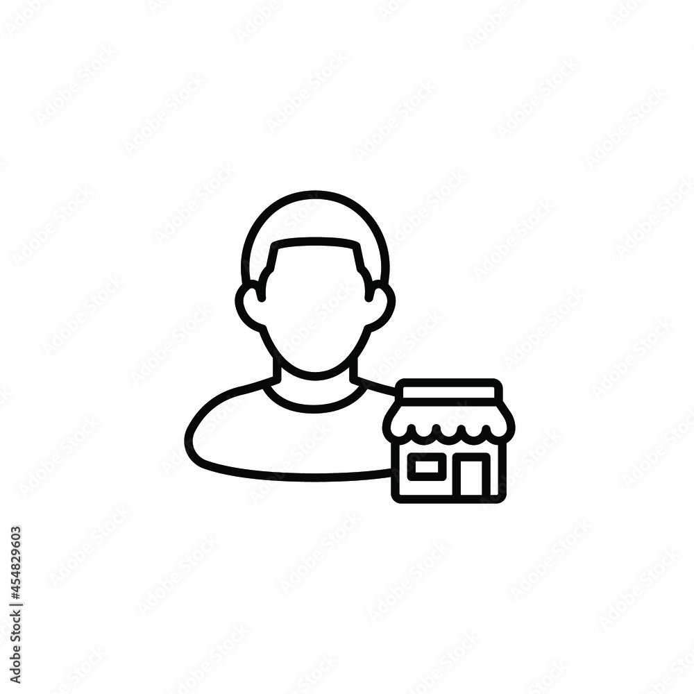 Seller vendor line icon. Simple outline style. Shop, market, business concept. Black and white symbol. Vector illustration isolated on white background. EPS 10 Seller vendor line icon. Simple outline style. Shop, market, business concept. Black and white symbol. Vector illustration isolated on white background. EPS 10