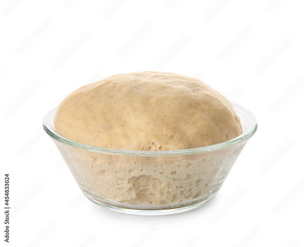 Bowl with fresh dough on white background Bowl with fresh dough on white background
