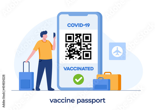 vaccine passport for travel, immunization, certificate, new normal, immunity passport, flat illustration vector