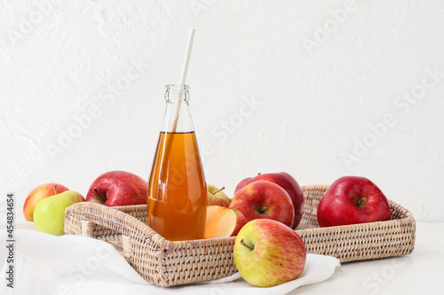 Fresh apple juice bottle wi...