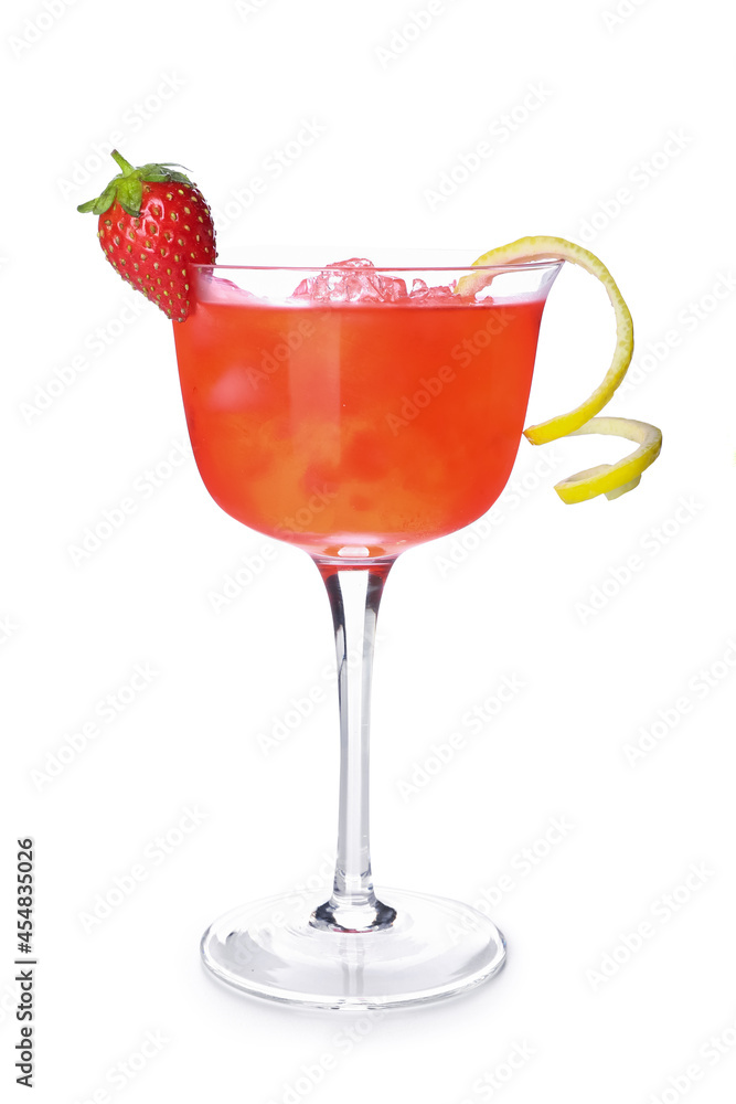 Glass of tasty cosmopolitan cocktail on white background Glass of tasty cosmopolitan cocktail on white background