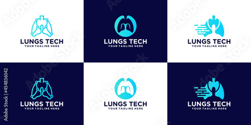 a collection of technology lung logo designs, for health and technology companies
