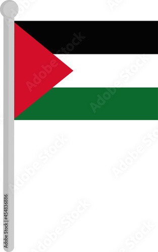 Vector Illustration of the Flag of Palestine on a Flagpole