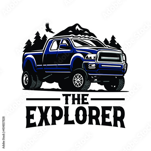 The Explorer Adventure Truck. Offroad 4x4 Car Ready Made Logo Design