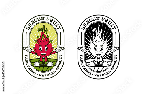 Dragon fruit mascot design template logo
