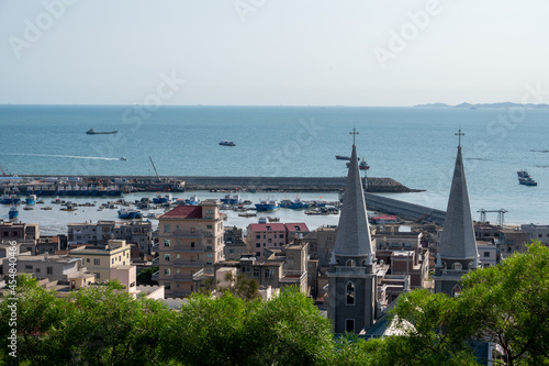 Photography There is a church in a small town by the sea