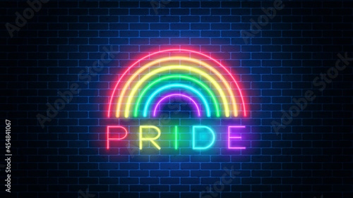 Для ИнтернетаLgbt neon rainbow. Gay Pride neon logo. Vector illustration.