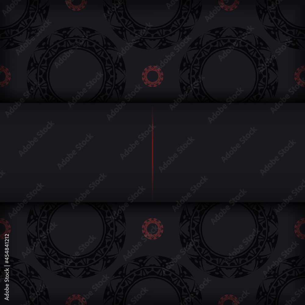 Black business card design with Greek ornament. Stylish business cards with space for your text and vintage patterns.