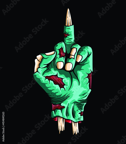 halloween symbol hand fuck zombie illustration t shirt design 
