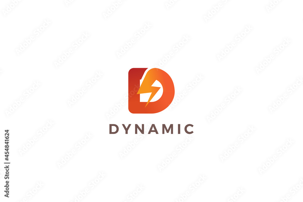 Letter D 3d red color creative dynamic spark of electricity technological logo Letter D 3d red color creative dynamic spark of electricity technological logo