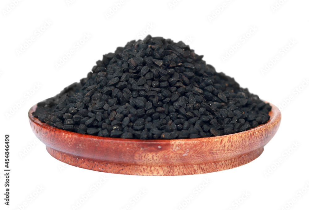 Black cumin seeds on white background Black cumin seeds on white background