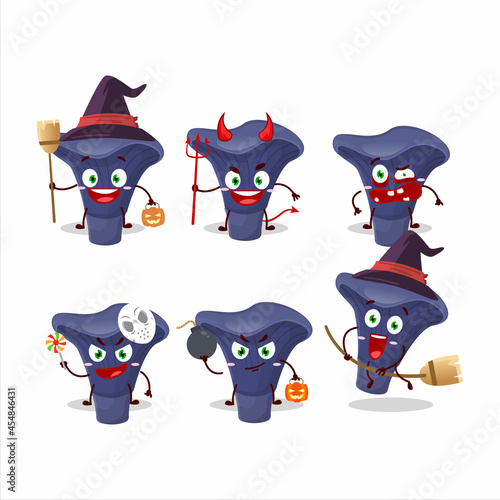 Halloween expression emoticons with cartoon character of actarius indigo photo