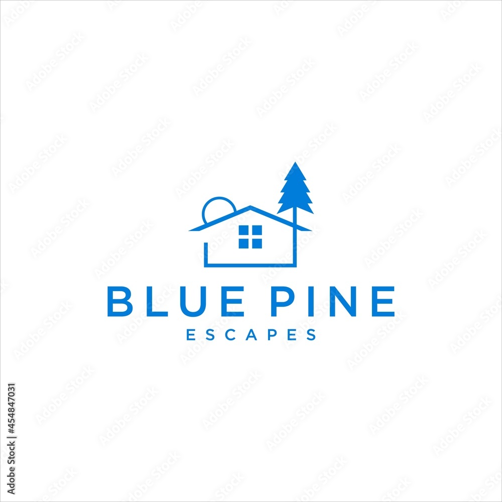 Modern Pine Tree Home Logo Design, Featuring Clean Lines and Nature Elements for Real Estate and Architecture Branding Modern Pine Tree Home Logo Design, Featuring Clean Lines and Nature Elements for Real Estate and Architecture Branding