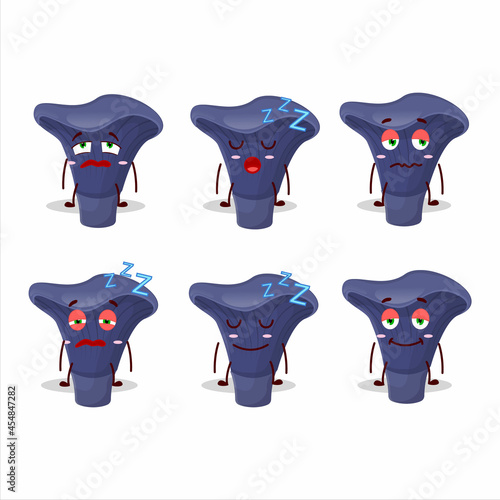 Cartoon character of actarius indigo with sleepy expression