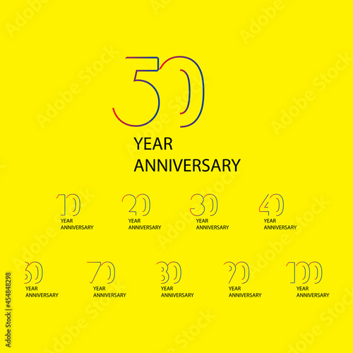 Year Anniversary Set Elegant Vector Template Design Illustration