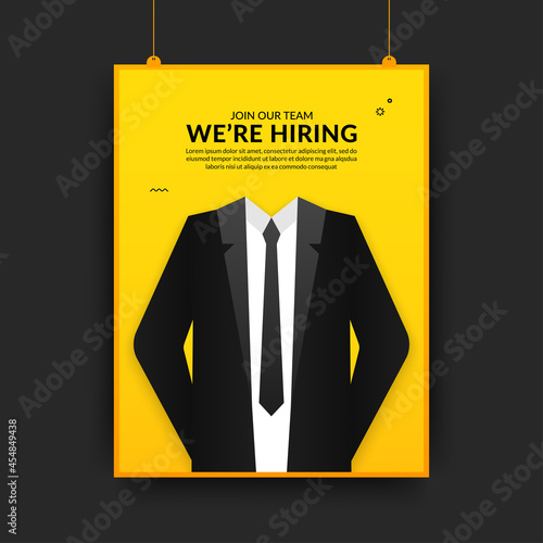 Minimal job vacancy social media poster template, We are hring fyler with businessman suit concept