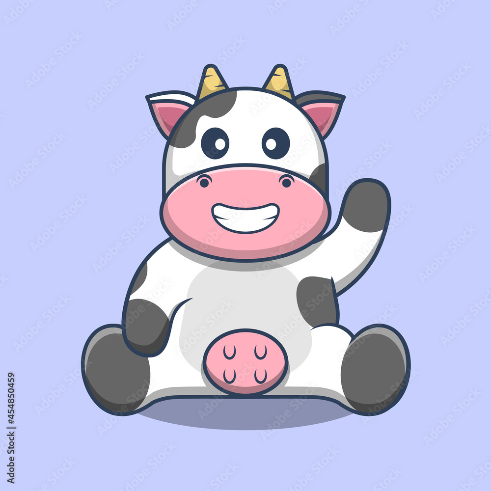 Cute Cow Waving Hand and Smile cartoon vector illustration. Animal Nature Themed Icon Illustration. Cow Cartoon Flat Design Style. Cute Cow Waving Hand and Smile cartoon vector illustration. Animal Nature Themed Icon Illustration. Cow Cartoon Flat Design Style.