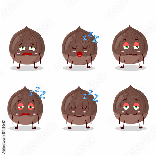 Cartoon character of chestnut with sleepy expression