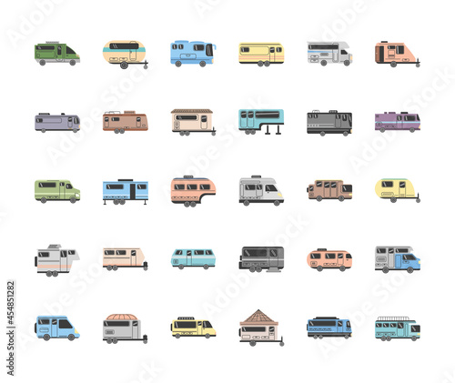 campers car and trailer set