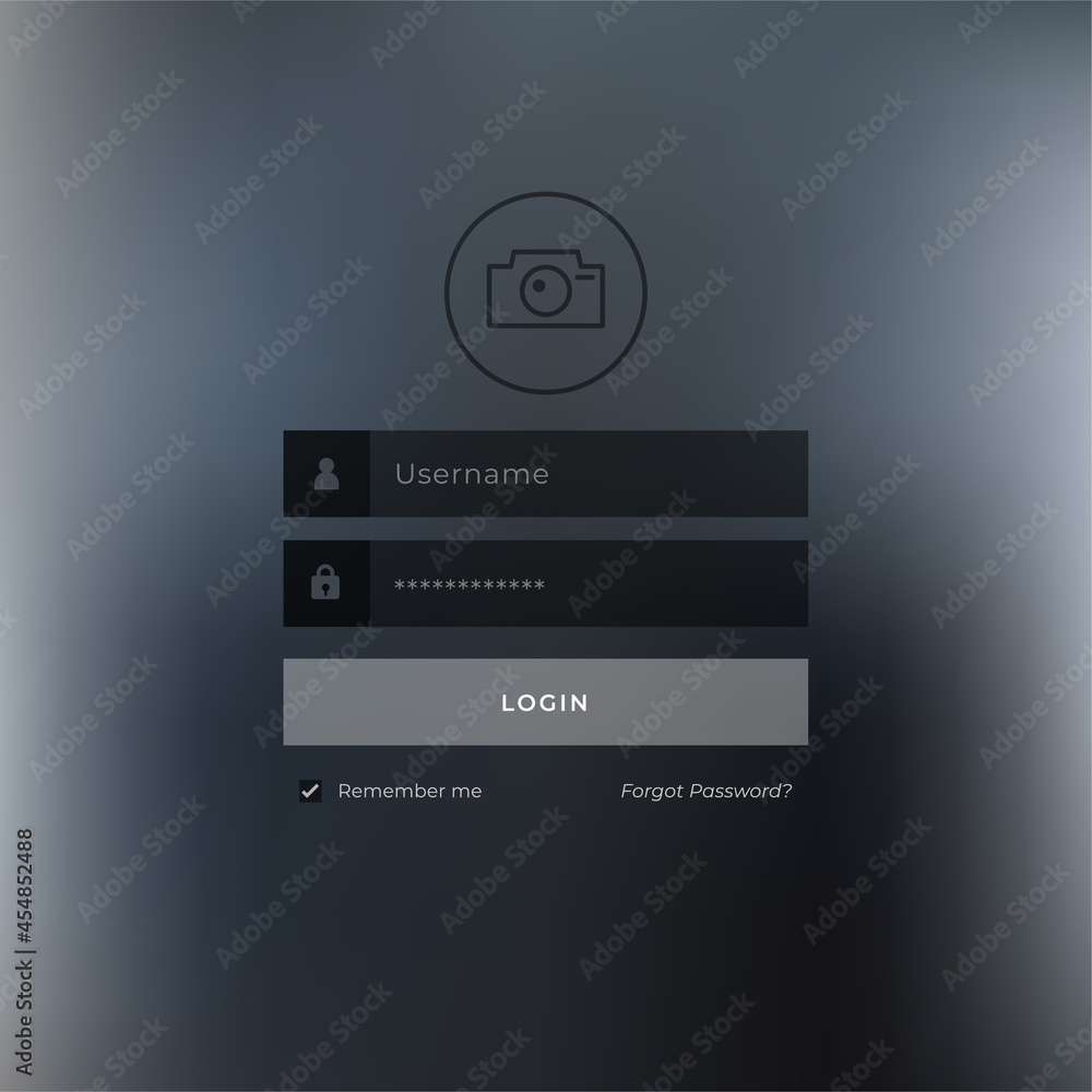 login page template design for dark theme website or application