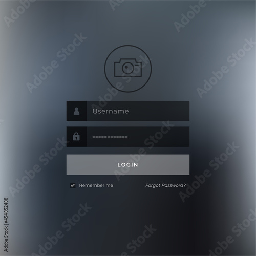 login page template design for dark theme website or application