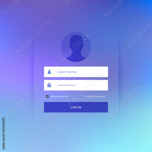 modern login page template with blur background