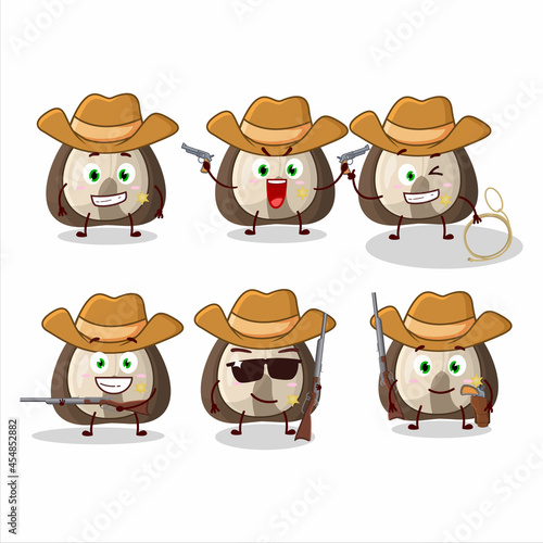 Cool cowboy manchurian walnut cartoon character with a cute hat