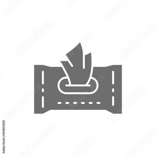 Paper wet wipes grey icon. Isolated on white background