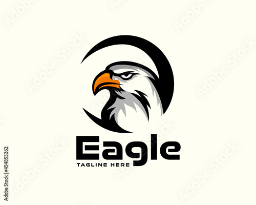 circle eagle hawk falcon bird head logo template illustration inspiration