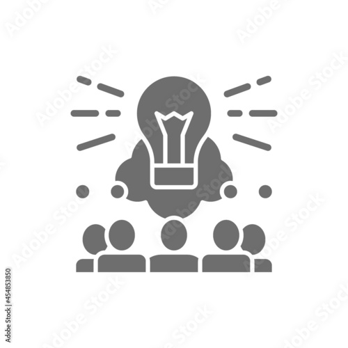 Brainstorm, teamleader, idea grey icon. Isolated on white background