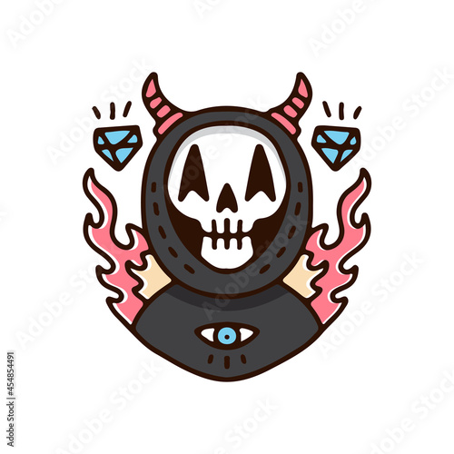 Skull grim reaper. illustration for t shirt, poster, logo, sticker, or apparel merchandise.
