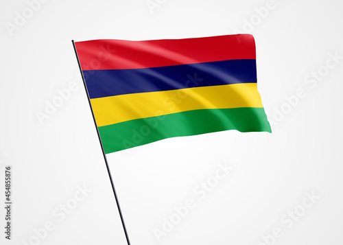 Free Download Mauritius flag flying high in the white isolated background. March 12 Mauritius independence day. World national flag collection world national flag collection - GFXLoad