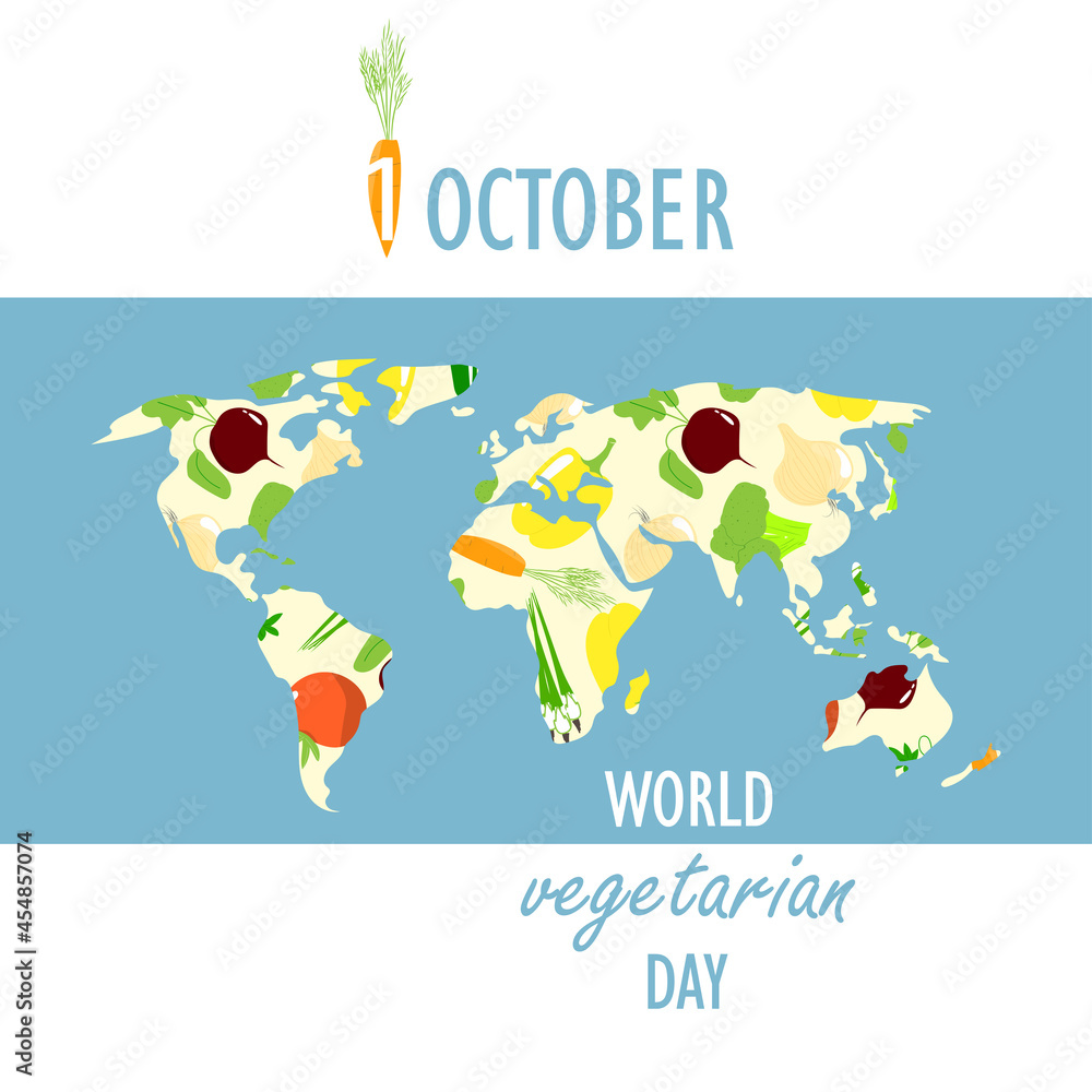 World Vegetarian Day poster, autumn vegetable composition with natural healthy food