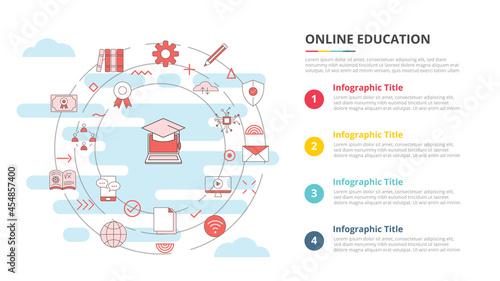 online education concept for infographic template banner with four point list information