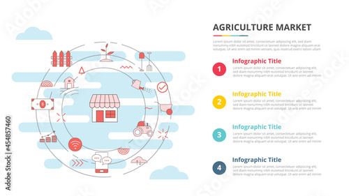 agriculture market concept for infographic template banner with four point list information