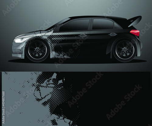 Rally car decal graphic wrap vector, abstract background