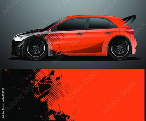 Rally car decal graphic wrap vector, abstract background