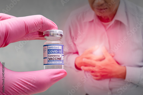 Covid Vaccine with lung disease infected people, Coronavirus COVID-19 mRNA medical treatment negative side effect. photo