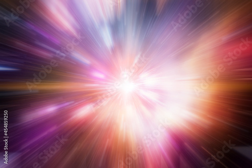 Fototapeta Naklejka Na Ścianę i Meble -  Colorful blur flare bright galaxy light warp moving forward effect abstract for background.