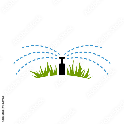 system parts and drip watering sprinkler irrigation system in a drop Landscape vector design and illustration